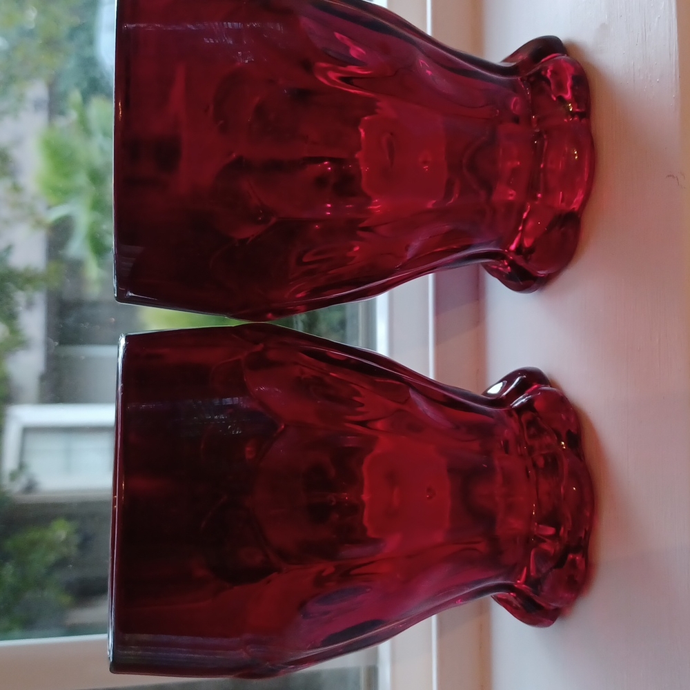 ❤Fenton Ruby Dot And Panel Tumblers